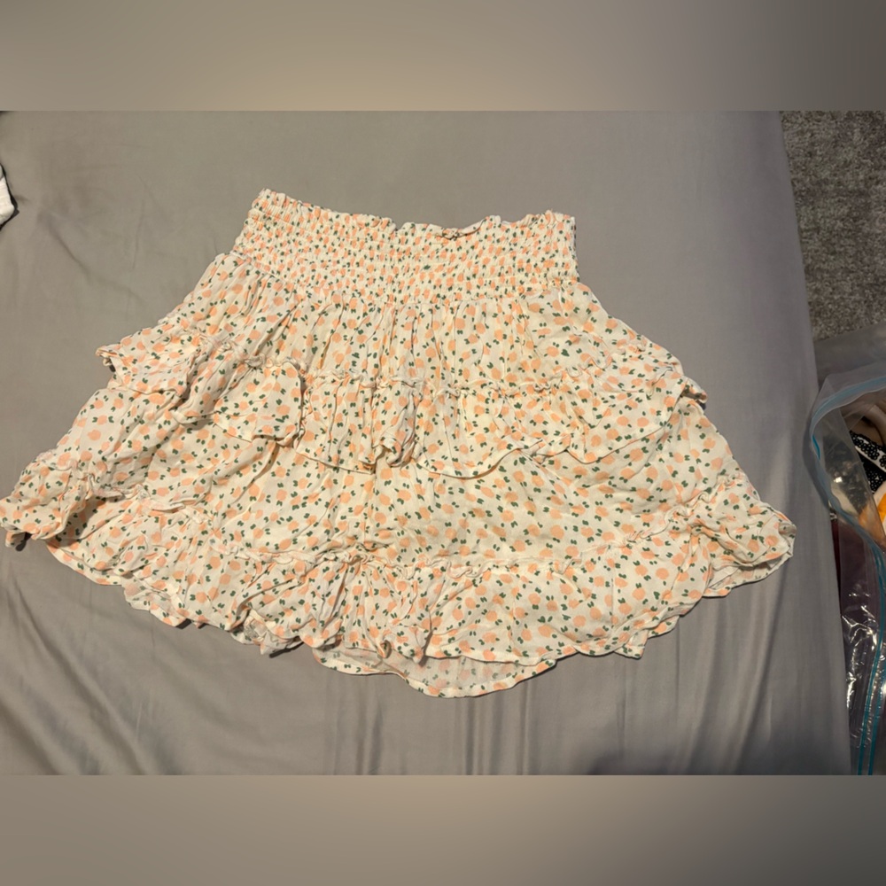 Aerie Peach and Green Floral Skirt